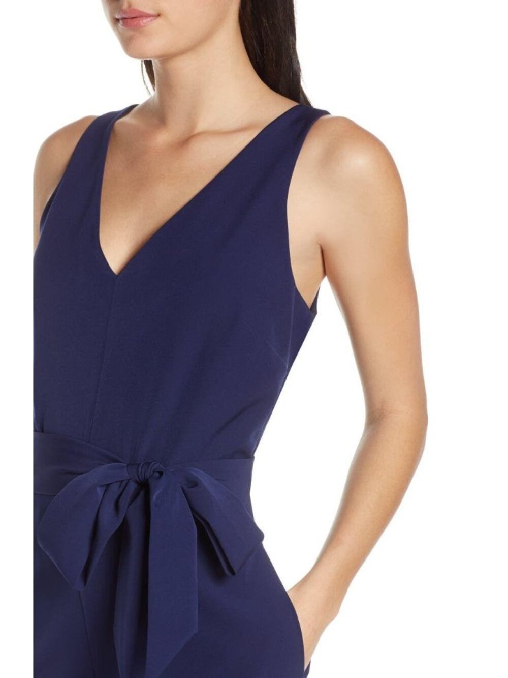 🆕 SAM EDELMAN V-Neck Wide Leg Jumpsuit Navy Blue 8 - Picture 4 of 8